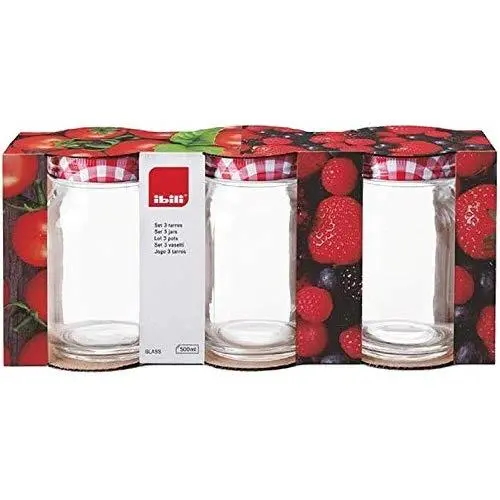 Ibili Storage Jar Set 500 ml 3 Pieces, Transparent/Red Ibili Storage Jar Set 500 ml 3 Pieces, Transparent/Red