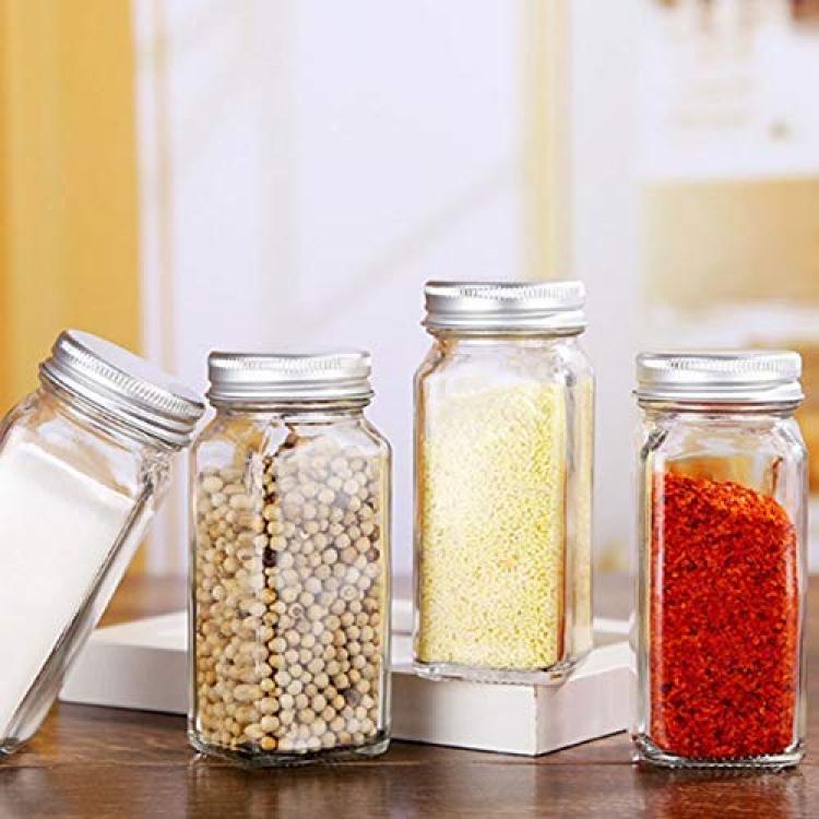 4Oz 120Ml Tiny Clear Spice Jars Bottle Container Square Glass Spice Jar  With Silver Lid - Buy 4Oz 120Ml Tiny Clear Spice Jars Bottle Container Square  Glass Spice Jar With Silver Lid