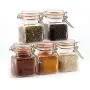 12 Pack - 3.4 Ounce Mini Square Glass Spice Jar with Orange Flip-Top Gasket, Airtight Clear Storage Jars, with REUSABLE labels and Pen by Premium Vials 12 Pack - 3.4 Ounce Mini Square Glass Spice Jar with Orange Flip-Top Gasket, Airtight Clear Storage Jars, with REUSABLE labels and Pen by Premium Vials