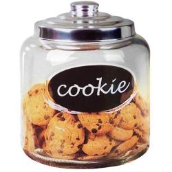 Home Basics Large Capacity Glass Cookie, Pasta, Sugar, Flour, Cereal, Jar with Secure Metal Lid and Decorative Jar Label