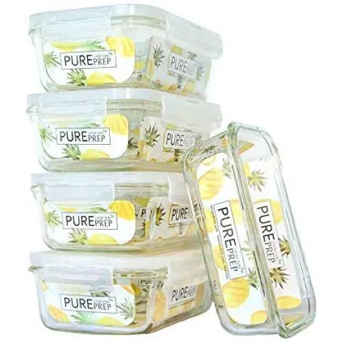 [5-Pack] Récipients de Conservation Alimentaire en Verre - Sans BPA - Étanchiers - Éco-Friendly - 800ml