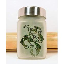 Stash Jar with Harlequin Clown Girl and Gun Design, Airtight, Smell Resistant Herb Storage to Keep Your Stash Fresh