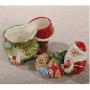 Minigift Ceramic Storage Container With Lid Candy and Cook Jar ，Christmas gift，Hand Painted with Santa Claus Design