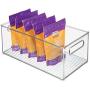 mDesign Deep Plastic Kitchen Storage Organizer Container Bin with Handles for Pantry, Cabinets, Shelves, Refrigerator, Freezer - BPA Free - 14.5" Long, 8 Pack - Clear