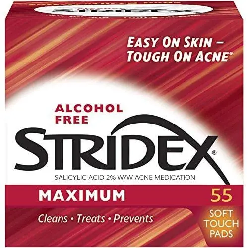 Stridex Strength Medicated Pads, Maximum - 55 Count (Pack of 1) Stridex Strength Medicated Pads, Maximum - 55 Count (Pack of 1)