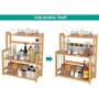 Bamboo Spice Rack Bottle Jars Holder Countertop Storage Organizer 3-Tier Adjustable Slim Shelf for Kitchen Bathroom Bedroom