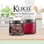 Klikel Glass Canister - Set of 2 Kitchen Containers With Lids - Tight Seal For Flour Sugar Pasta Cereal - Capacity 24oz / 700ml 4 1/4 Inch Diam X 4 1/2 Inch High