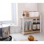 Garwarm 2-Tiers Kitchen Natural Wooden Spice Rack/Standing Rack/Kitchen Bathroom Bedroom Countertop Storage Organizer Spice Jars Bottle Shelf Holder Rack