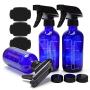 Blue Glass Spray Bottles 8oz ULG 3 Piece Boston Round Cobalt Blue Scale Empty Bottles Heavy Duty Black Trigger Sprayer Mist, Stream Settings Refillable Container for Essential Oils Cleaning Products