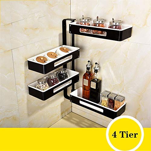 Spice Rack for Kitchen, Wall Mounted - Set of 4 Tiered Hanging Shelf for Spice Jars - Storage in Cupboard, Kitchen Or Pantry,C