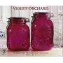 Circleware Violet Orchard 2 Piece Embossed Glass Preserving Jars Food Canister Set with Hermetic Locking Lid, 53 oz, 64 oz. (7.5", 8.5")