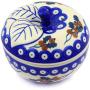 Polish Pottery 5?-inch Apple Shaped Jar (Yellow Holly Berries Theme) + Certificate of Authenticity