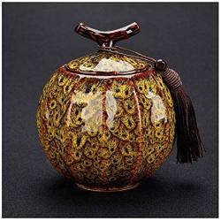 Funeral Urn Cremation Urns For A Small Amount Of Human Ashes Portable Storage Tank Mini Compact Fringe Decoration (Color : Yellow)