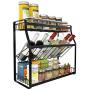 Stainless Steel Freestanding Spice Rack Organizer, Jar Cans Bottles Storage Shelf Holder for Home Bathroom, Kitchen Countertop Shelf (Color : Black, Size : 45 x 18 x 40 cm)
