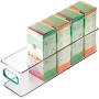 mDesign Plastic Stackable Food Storage Container Bin with Handles for Kitchen, Pantry, Cabinet, Fridge, Freezer - Long Narrow Organizer for Snacks, Produce, Vegetables, Pasta - 2 Pack - Clear/Blue