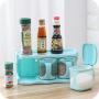 3 Pieces Seasoning Boxes Clear Seasoning Rack Spice Pots Storage Container Condiment Jars With Cover(green)