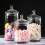 HOUSIYU Candy Jar Glass with Lid Transparent Padded Storage Tank Suitable As Candy Tray, Biscuit Jar, Biscuit Bucket, Decorative Candy Jar, 38X14.5CM