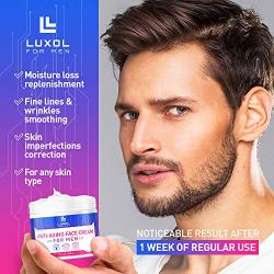 LUXOL Anti-Aging Face Cream Moisturizer for Men, Natural and Organic Anti Aging Cream To Reduce Puffiness, Wrinkles, Dark Circles, Crows Feet and Under Eye Bags 2oz