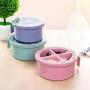 Daliuing Kitchen Seasoning Box Spice Pots 4 Grid Design with Cover and Spoon Home Kitchen Round Storage Container Condiment Jars 14cmx7.5cm Pink