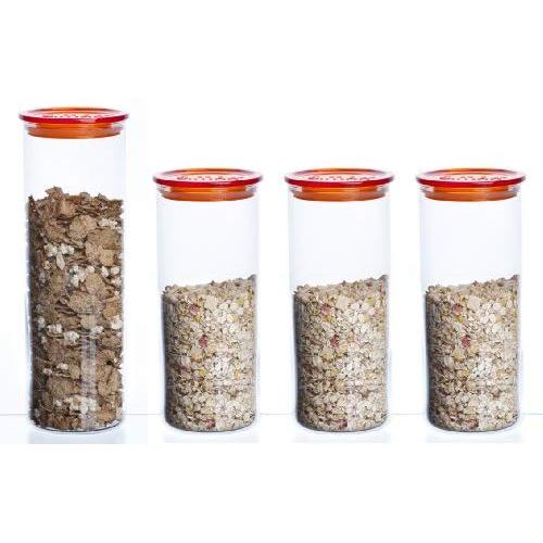Bohemia Cristal Handelsg. mbH Lot de 4 bocaux en verre
