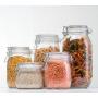 HomEquip 5-Piece Airtight Canister Set with Clip Top Lids (Clear Glass): Kitchen Preserving Storage Jars - Great Dry Food Pantry Containers for Pasta, Cereal, Cookies, Sugar, Flour, Coffee &amp; Tea