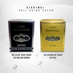 Xishimei Bio Gold and Bio Silver Pearl Gels - Anti Aging Day Moisturizer and Anti Wrinkle Nourishing Night Cream Set - With Ganaderma and Ginseng Extract, Mineral Oil and Pearl Powder 2 Ounce Each