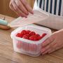 TOPBATHY Food Storage Containers Portable Square Crisper Food Draining Sealed Dryer Box for Kitchen Onion Ginger Garlic Fruit Vegetables (White)