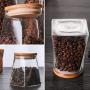 UPKOCH Square Glass Jar Food Sealed Storage Container Grain Canister for Loose Tea Coffee Bean (950ml)