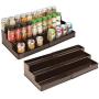 mDesign Plastic Adjustable, Expandable Kitchen Cabinet, Pantry, Shelf Organizer/Spice Rack with 3 Tiered Levels of Storage for Spice Bottles, Jars, Seasonings, Baking Supplies, 2 Pack - Bronze