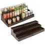 mDesign Plastic Adjustable, Expandable Kitchen Cabinet, Pantry, Shelf Organizer/Spice Rack with 3 Tiered Levels of Storage for Spice Bottles, Jars, Seasonings, Baking Supplies, 2 Pack - Bronze