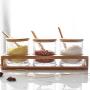 TNKML Glass Storage Tank Glass Seasoning Jar Three-Piece Seasoning Box Set Sugar Bowl Salt Shaker Glass Seasoning Jar Kitchen Supplies Spice Container-B