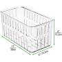 mDesign Plastic Kitchen Refrigerator Produce Storage Organizer Bin with Open Vents for Air Circulation - Food Container for Fruit, Vegetables, Lettuce, Cheese, Fresh Herbs, Snacks - M, 2 Pack - Clear