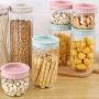 Transparent Plastic Sealed Can Household Milk Powder Tea Coffee Kitchen Storage Jar with Lid for Kitchennizer,Pink Transparent M