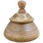 storeindya Wooden Canister Canning Jar Container Bin Organizer for Spices Knick Knacks Trinket Sugar Keeper Cookie Jar Dinning Storage Handcarved Out of Mango Wood Christmas Festive Present (Beige 1)