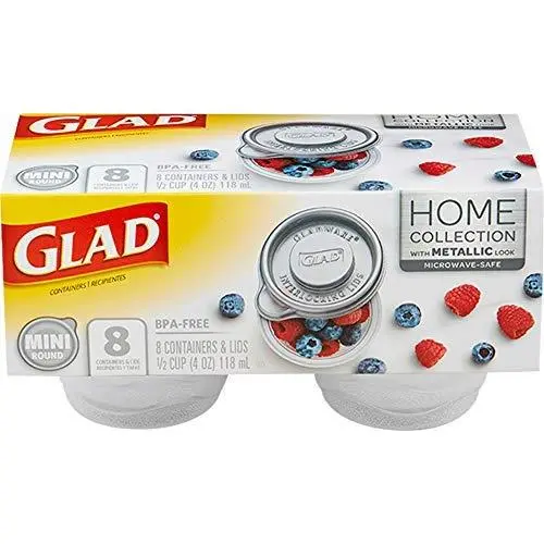 GladWare Mini Round - 8 ct (Metallic Grey, 1) GladWare Mini Round - 8 ct (Metallic Grey, 1)