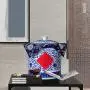 Keramikbehälter für die Dekoration / Lebensmittelaufbewahrung, blau-weiß, mit abnehmbarem Deckel, dekorative Accessoires (Farbe: Blau, Größe: 22,5 x 22,5 x 27 cm)