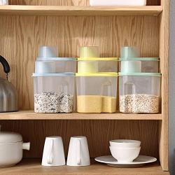 Plastic Cereal Dispenser Storage Box Kitchen Food Grain Rice Container Kitchen Flour Grain Rice Storage Box With Measure Cup,Pink