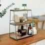 Japanese-style Desktop 3-tier Rack Cosmetics Storage Rack Kitchen Bottle Jar Finishing Rack Multifunctional Wooden Display Stand (Color : Black)