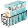 mDesign Metal Farmhouse Kitchen Pantry Food Storage Organizer Basket Bin - Wire Grid Design - for Cabinets, Cupboards, Shelves, Countertops, Closets, Bedroom, Bathroom, Small - Bronze