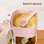 KANEED Wheat Straw Jar Seasonings Containers Flavor Condiments Storage Box Kitchen Accessories Storage Box with Holder Rack Seasoning Cruet Set