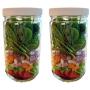 Jarming Collections - 2 Quart Glass Mason Jars -Extra Wide Mouth with 2 Plastic (BPA Free) Storage Lids- Made in the USA (2 White Plastic Lids)