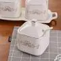 Kitchen seasoning box/Ceramic Condiment Storage Container with Porcelain Plate Seasoning jar Three-Piece Set