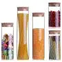 5er Set Transparent Glasbehälter - Dünnhalsbehälter für Getreide, Gewürzbehälter, Küchenaufbewahrung, Küchenaufbewahrungsboxen, Küchenaufbewahrungsbehälter