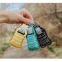 Zario Empty Travel Size Bottle and Keychain Holder - Refillable Bottles for Soap, Lotion, and Liquids - 30 ML Flip Cap Reusable Bottles with Keychain Carriers (stripes)