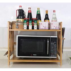 Kitchen Multifunction Floor-standing bamboo Racks Microwave oven Seasoning Oven storage racks Knife Dishes Storage jar Family storage rack 2 layer 60cm