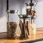 Sizikato Clear Borosilicate Glass Food Storage Jar with Stainless Steel Sealed Lid.