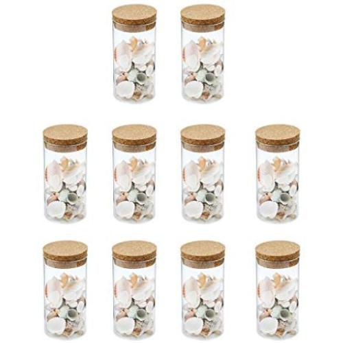 Flameer 10Pcs Mini Tiny Clear Glass Jars Bottles with Cork Stoppers for Arts & Crafts, Projects, Decoration, Party Favors