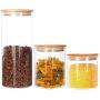 Fecihor Food Storage Canisters set of 3,18 oz / 25 oz / 52 oz, Glass Storage Container with Lid BPA Free Glass Storage Jars for Food Storage & Organization