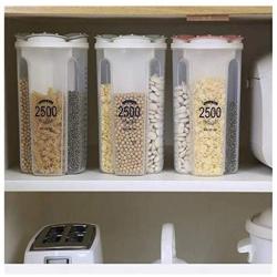 Multi-Grain Storage Box,Transparent Plastic Storage Box,Food Storage Airtight Container,Dry Dried Food Storage Container Box,Cereal & Dry Food Storage Container,Leak Proof with Locking (2spaces)