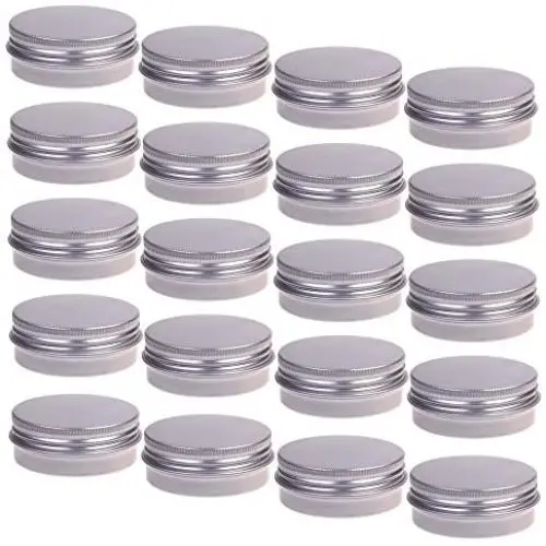 Bouteille en aluminium 20pcs 1/2 Once 15ml Récipient de stockage à couvercle à vis en forme de capsule ronde. Bouteille en aluminium 20pcs 1/2 Once 15ml Récipient de stockage à couvercle à vis en forme de capsule ronde.